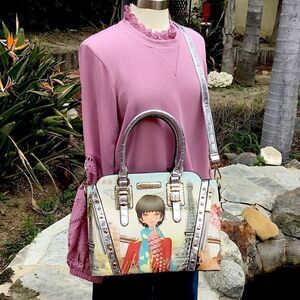 LOVE USA HANDBAG SILVER/GOLD SHOULDER BAG TOTE